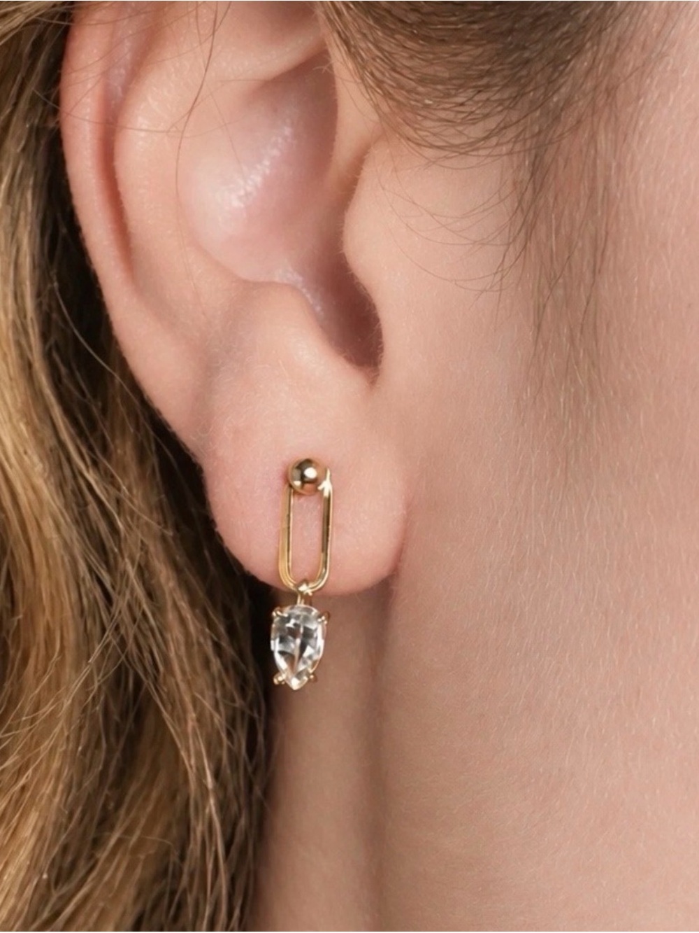 POPPY FINCH 14k Yellow Gold ‘Designer Dot Link’ Collection with White Topaz. NEW